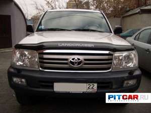 Дефлектор капота для Toyota Land Cruiser 100 (1997-2007), с логотипом, черный, Sim